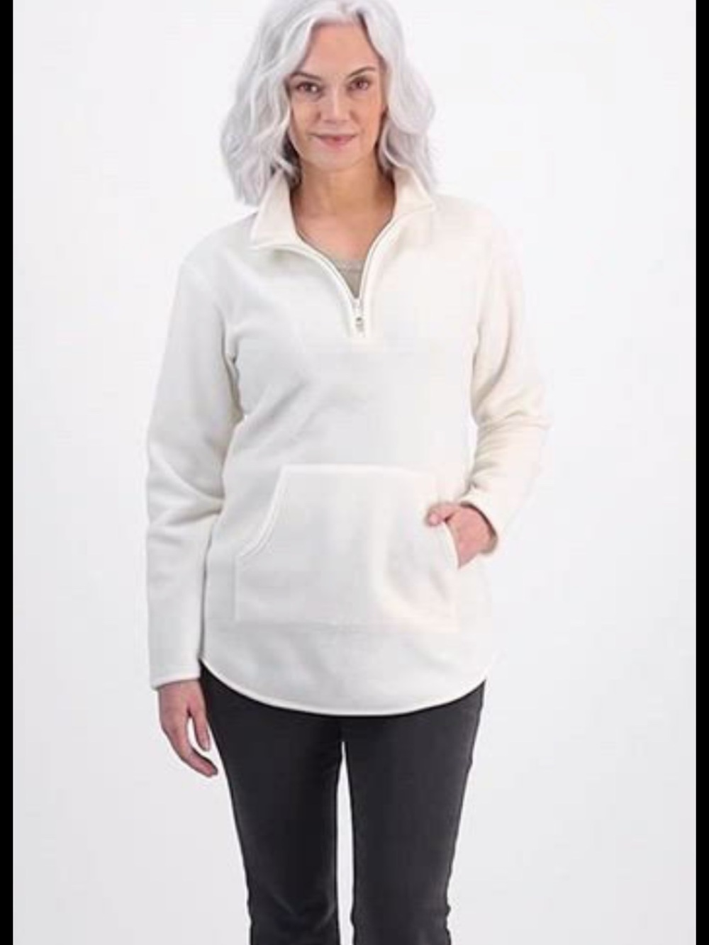 Style & Co. Cream Half-Zip Fleece Turtleneck Pullover Sz L